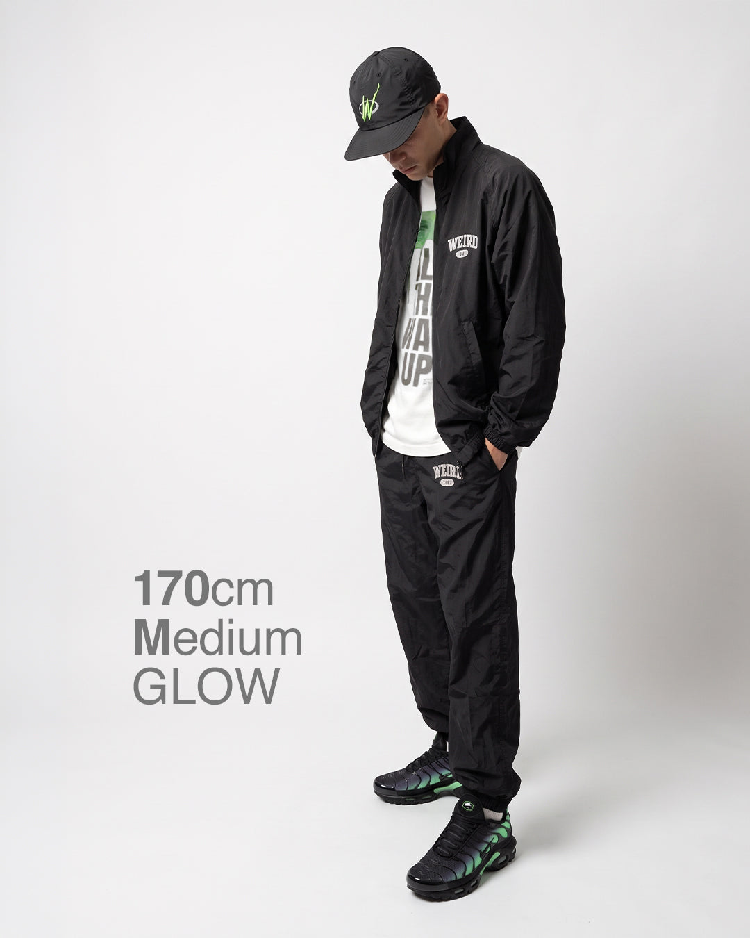 COLLEGE LOGO Nylon Pants [Gray × Neon Green]