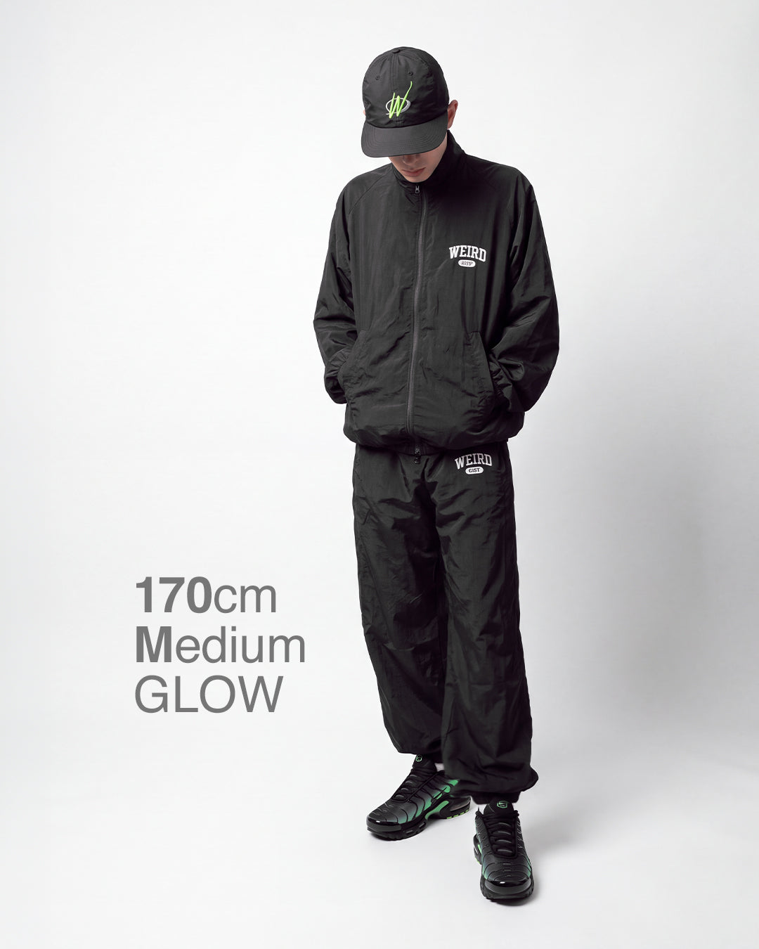 COLLEGE LOGO Nylon Pants [Gray × Neon Green]