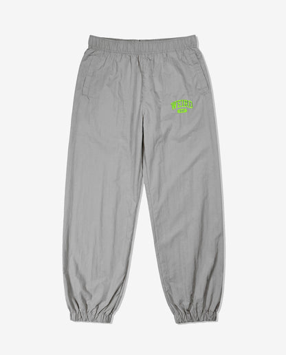 COLLEGE LOGO Nylon Pants [Gray × Neon Green]