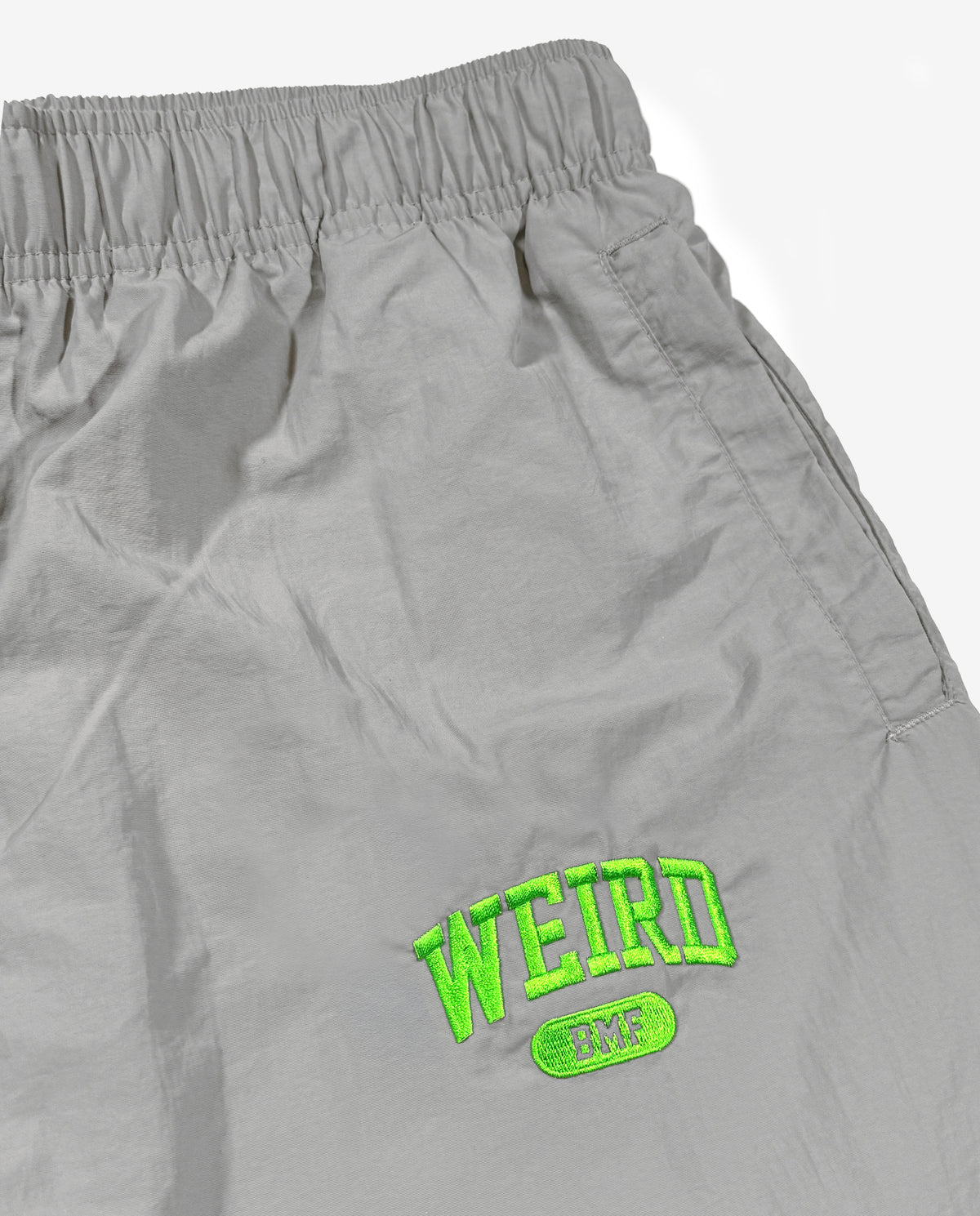 COLLEGE LOGO Nylon Pants [Gray × Neon Green]