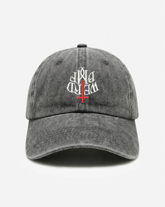 CROSS LOGO Pigment-Dye Dad hat [Black]