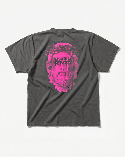 JESUS Pigment-Dye S/S T-shirt — BACK EDITION [Neon Pink]