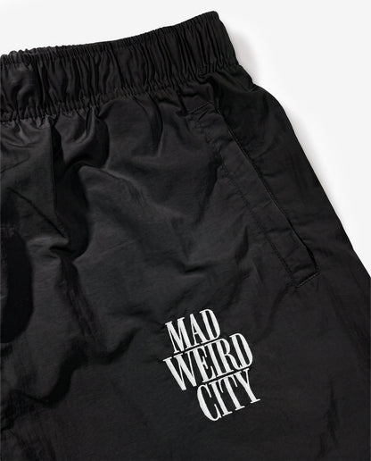 MAD WEIRD CITY Nylon Pants [Black × White]