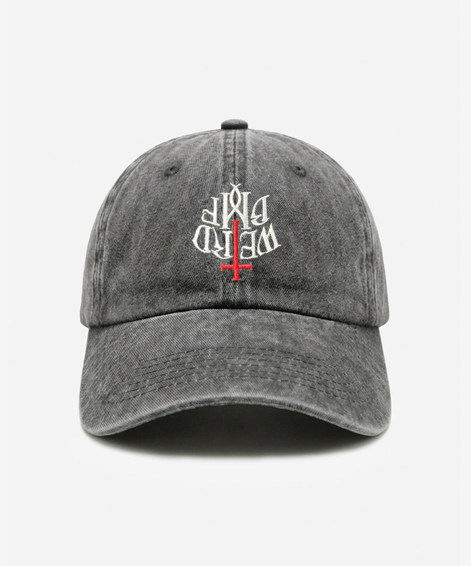 CROSS LOGO Pigment-Dye Dad hat [Black]
