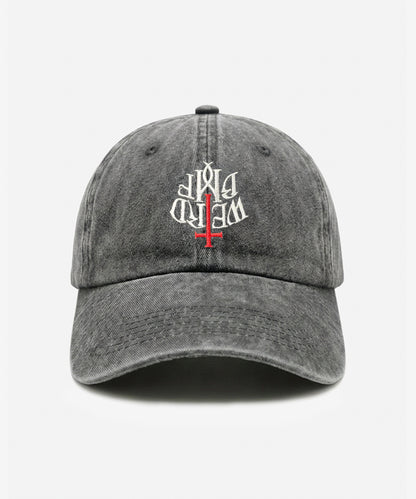 CROSS LOGO Pigment-Dye Dad hat [Black]