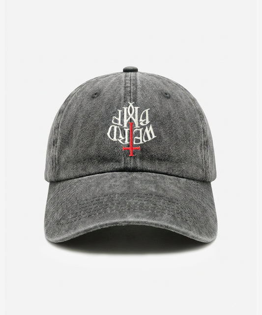 CROSS LOGO Pigment-Dye Dad hat [Black]