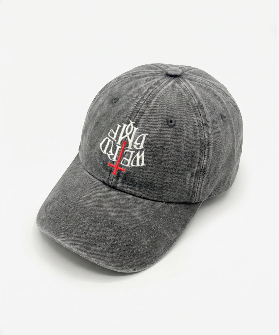 CROSS LOGO Pigment-Dye Dad hat [Black]