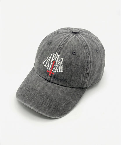 CROSS LOGO Pigment-Dye Dad hat [Black]