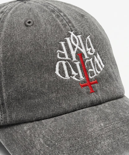 CROSS LOGO Pigment-Dye Dad hat [Black]